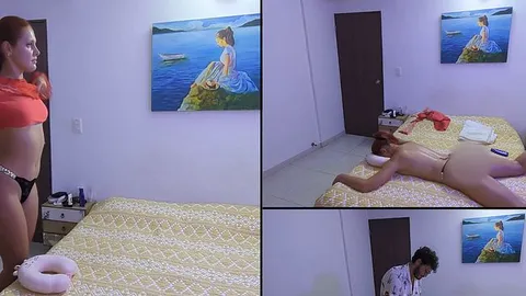 Ich gehe zu meinem perversen Masseur und lutsche ihm während der Massage den Schwanz