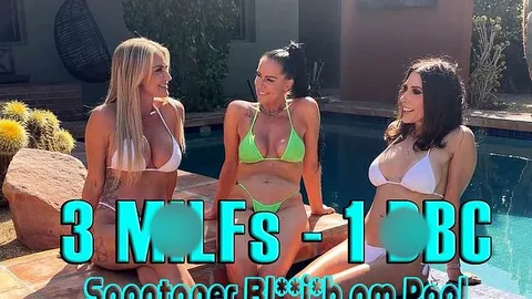 TexasPatti: 3 MILFs - 1 BBC. Spontaner Blowjob am Pool