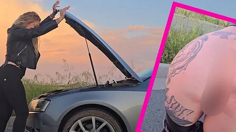 Autopanne? Ne, Trick 17! Ich wollte nur seinen blanken Schwanz! CREAMPIE AM STRASSENRAND