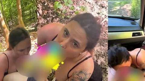 Geiler Blowjob im Auto, volle Ladung in Mund und Gesicht